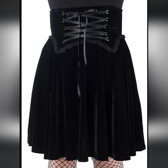 Killstar Dresses & Skirts - NWOT - Black Killstar 'Dark Lover' Velvet Skirt - XS